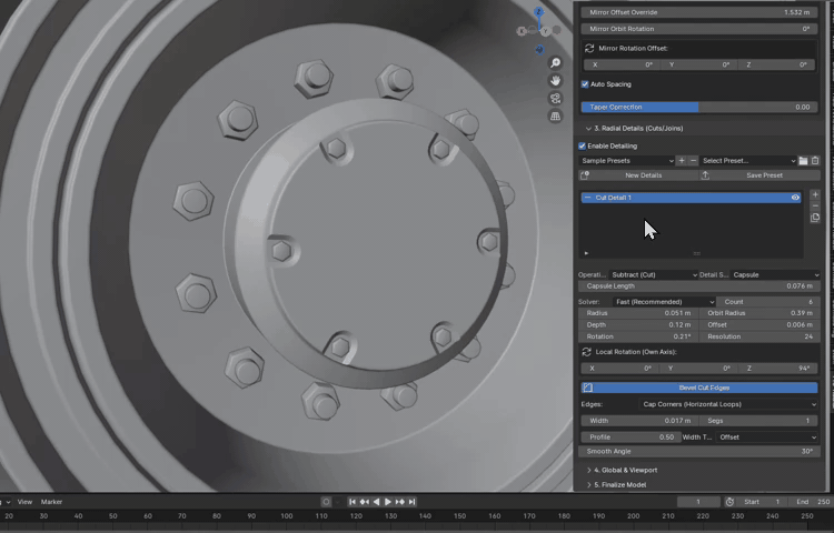Dynamic boolean cuts and vent detailing