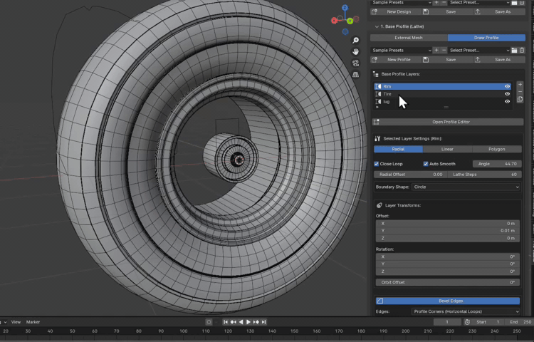 Stacking base profile layers in Blender