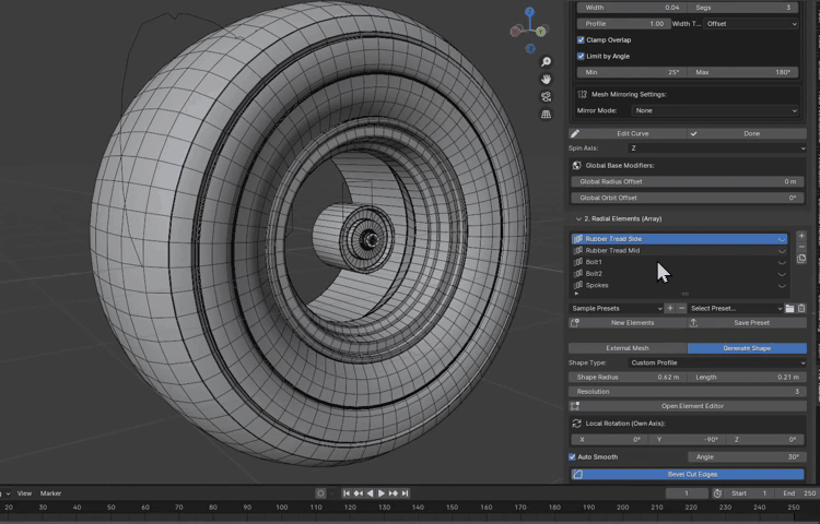 Adding radial element layers for spokes