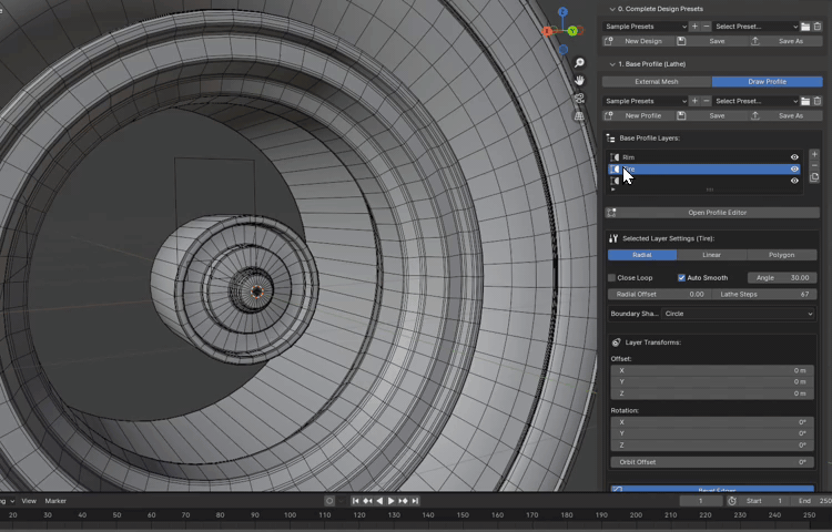 Switching profile layers in 2D